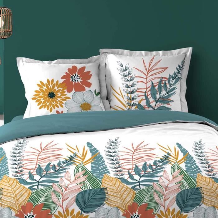 Parure De Lit - Douceur D'intérieur - Galapao - 240x220 Cm - 100% Coton - Imprimé Floral - Maison