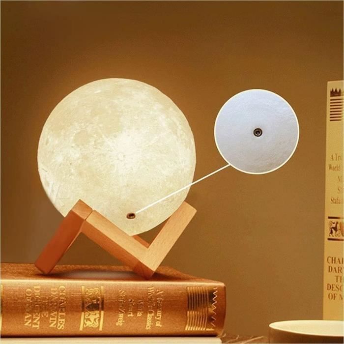 Generic Lampe LED imprimée en 3D représentant la lune, rechargeable,  interrupteur tactile, luminaire décoratif d'intérieur, lumière à couleur  changeante, idéal pour une chambre d'enfant à prix pas cher