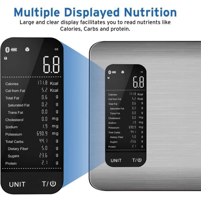 Etekcity Balance de Cuisine Nutritionnelle,Balance Connectée  Bluetooth,Surveillance Nutrition Quotidienne - Cdiscount Electroménager