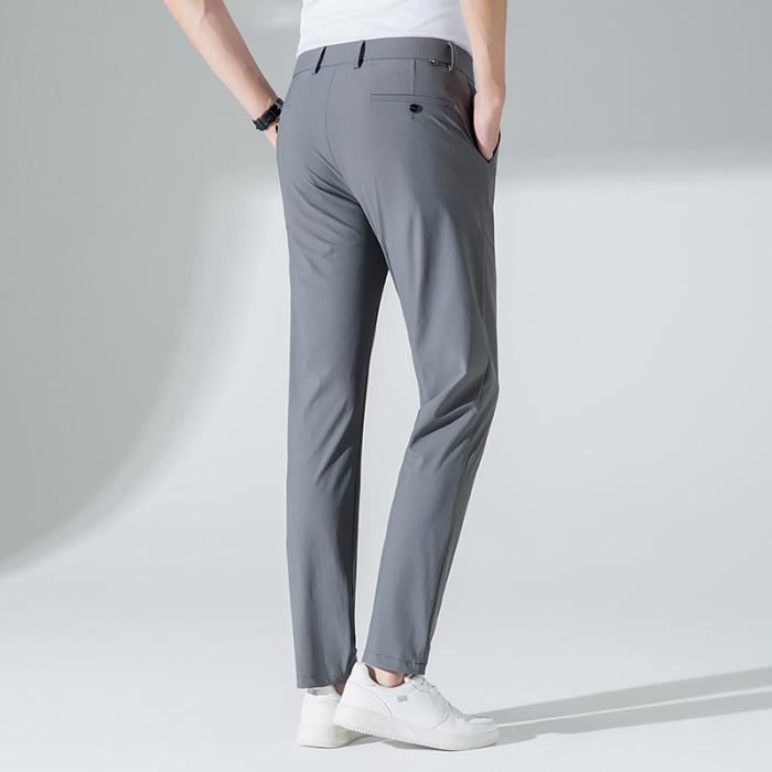 Pantalon Homme Leger Casual Business Elastique Slim Taille standard Sans repassage Gris Cdiscount Pret a Porter