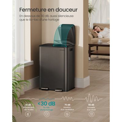 WENKO Poubelle à Pédale 3L Onyx Effet Marbre – Élégante Et Pratique Pour Salle De Bain