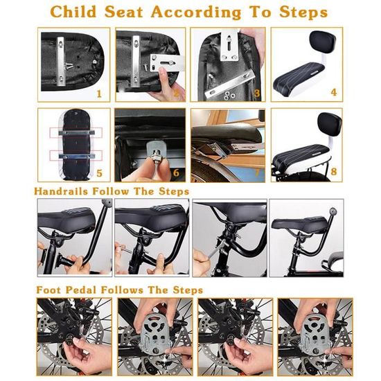 Dubbulon Siège Vélo Enfant,Dossier De Siège De Vélo Pour - Repose-Pieds