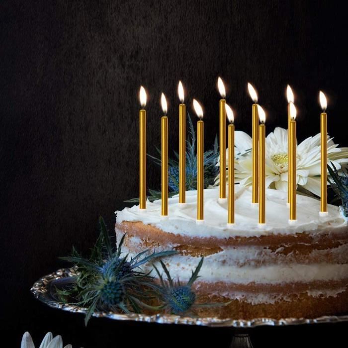 Bougies de Gâteau d'anniversaire,Bougies d'anniversaire 36 pcs Bougie de  Gâteau Longues Minces Bougie de Gâteau avec Supports [635] - Cdiscount  Maison