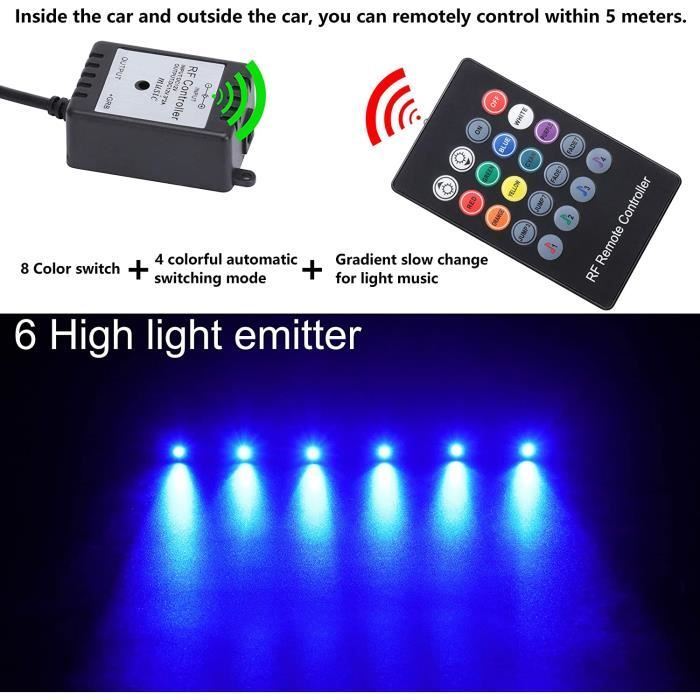 Lumière ambiante RGB télécommande voiture atmosphère lumière lampe doux  bricolage refit fibre optique bande 64 couleurs [66] - Cdiscount  Informatique