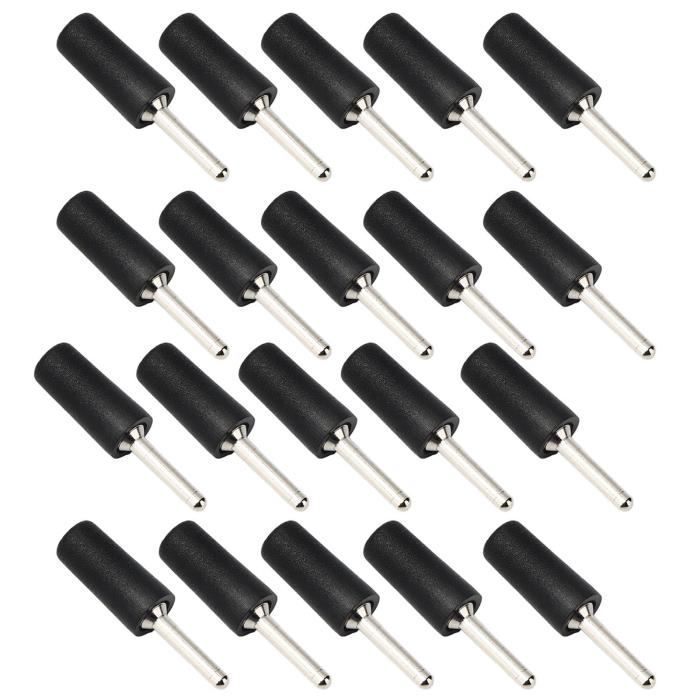 Lot De 20 Fiches Bananes à Broches 2 Mm - Laiton Nickelé, étanches, Pour Connexions électriques Sécurisées