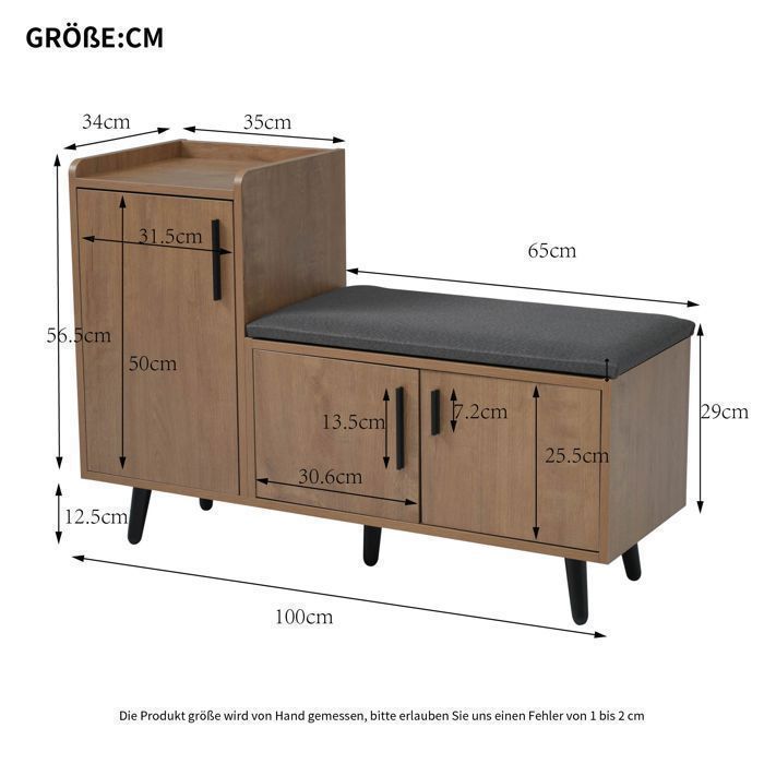 Banc d'entrée avec rangement chaussures en bois et cannage l100cm- june Couleur bois clair Drawer | La Redoute