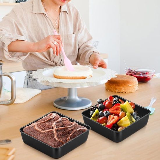 Lot De 2 Carrés Petit Plat à Four 22x22.5cm - Moules Antiadhésifs Pour Brownies, Lasagnes, Rôtis Jusqu'à 220°C