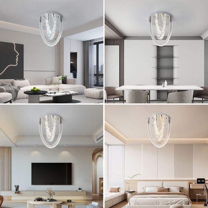 Lustre cristal K9, Lustre LED moderne salon, Plafonnier télécommande ...