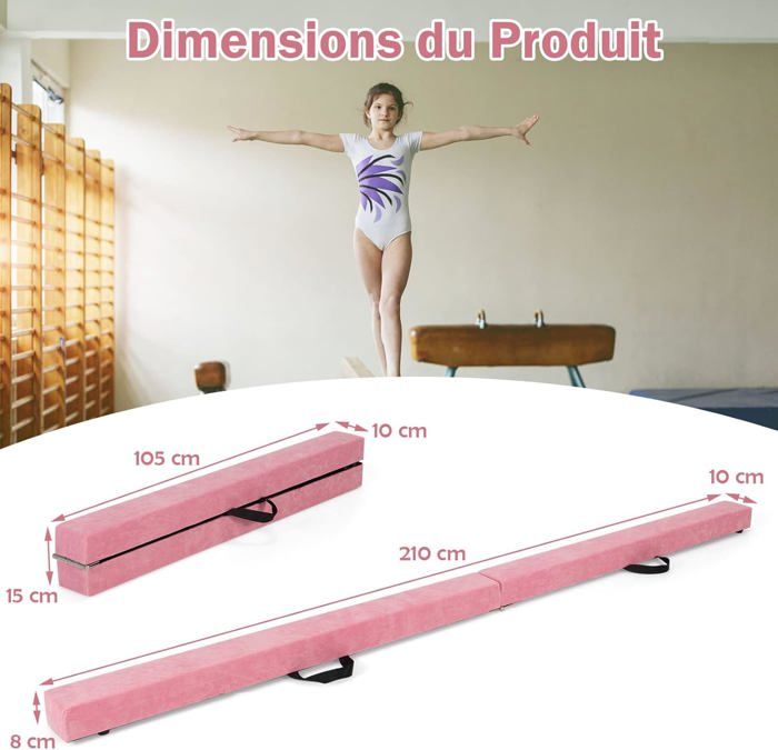 Poutre gymnastique réglable pour enfants, 2410 mm, poutre d'équilibre avec 2 modes et 5 hauteurs réglables, équipement d'entraînement professionnel pour maison et centre de gymnastique, galaxie | FR