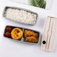 1 pc Boîte à Lunch en Fiber de Bambou Portable à Bento Case Double Couche Compartiment à avec Baguettes  - BOITE A REPAS-0