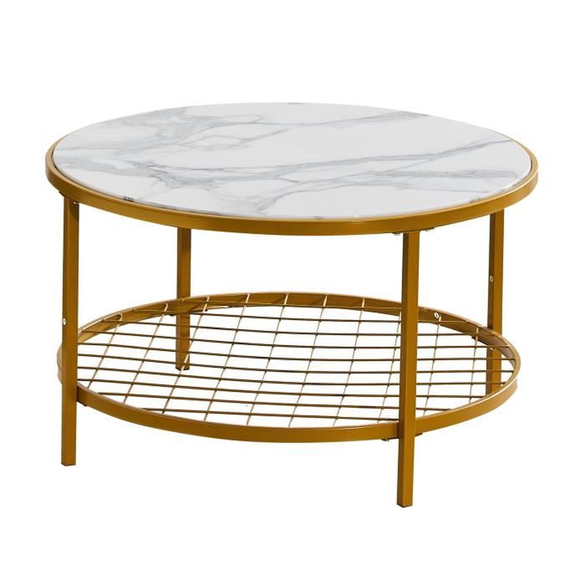 Table Basse Ronde Table De Bout En Mdf Et Fer Rustique Rolanstar Avec Etageres De Rangement 82x82x46 5cm Achat Vente Table Basse Table Basse Ronde Rustique Cdiscount