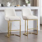 WAHSON OFFICE CHAIRS Wahson Chaise de Bar en Velours Chaise Bar Pied Doré Tabouret Bar Lot de 2, Tabouret de Bar avec Coussin Épais, Blanc