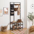 Vestiaire - HOOBRO - Meuble d'entrée 4-en-1 - Porte-manteau - Banc à chaussures - Étagère à chaussures