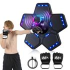 LANTHOUR Machine de Boxe Musicale Bluetooth Intelligente, Boxeur Musical Mural avec lumière LED, Cible de Boxe avec Gants de Boxe, 35x35x4cm