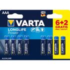 BRAND Piles alcaline Varta - Pile Alcaline - AAA x 6 + 2 Gratuites - Long Life Power- High Energy (LR03) 2585