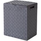 ARTHUR MARTIN Panier a linge gris avec couvercle et tissu coordonne