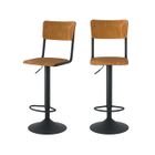 RENDEZ VOUS DECO Lot de 2 chaises de bar réglables 60/80 cm en bois foncé - Clem - Rendez-Vous Déco