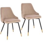 SVITA ALICE Lot de 2 chaises de salle à manger Chaise rembourrée Chaise avec dossier velours taupe or
