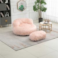 DRIPEX Chaise pouf moelleuse avec ottoman Rose,Chaise moderne Pouf en peluche, Canapé-lit de relaxation pour salon,chambre
