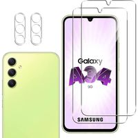 Pour Samsung Galaxy A34 5G Verre Trempé,2 Pièces Protection Écran + 2 Pièces Caméra Arrière Protecteur,[Sans A887