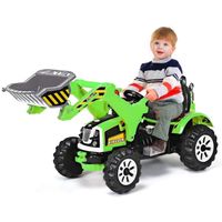 Tracteur Électrique Enfant GOPLUS avec Pelle Frontale et Ceinture de Sécurité - Vert