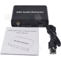 INN® Adaptateur ARC vers audio, adaptateur de retour  audio  HDMI, convertisseur de sortie audio coaxial à fibre optique noire 3,5