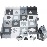 Tapis d'éveil bébé Moby-System 150x150x1 cm - Tapis de puzzle en mousse EVA - Gris