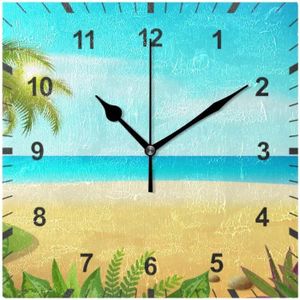 Horloge Verre 20x20cm MER PLAGE VACANCES Horloge générons île la fresque maritime DECO 