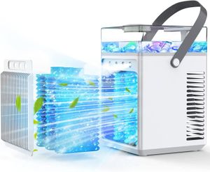 VENTILATEUR Appareil de climatisation mobile, Refroidisseur d'air portable avec batterie 4000mAh & 6 packs de glace - Idéal pour.[Q1264]