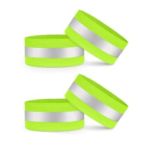 FUCNEN Brassard & Ceinture Réfléchissante Haute Visibilité – Lot Sécurité Course, Vélo, Jogging, Marche Nocturne, Vert Fluorescent Élastique