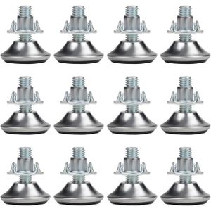 Uni-Fine 12Pcs Pied Vérin pour Meuble Pieds de Meuble Ajustables Pied Reglable pour Meuble avec boulon de suspension M8 Vis de Réglage pour Meuble
