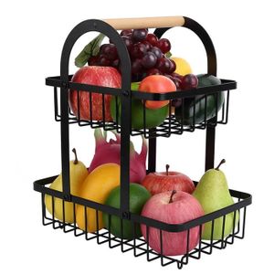 Corbeille à Fruits Métal Avec Porte-bananes - Support Raisin Et Tomates - Dimensions 42x29.5x32 Cm - Argenté