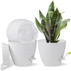 JARDINIÈRE - BAC A FLEUR Lot de 3 pots de fleurs en plastique avec sous-ver