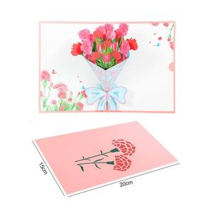 FAIRE-PART - INVITATION Faire-part - invitation,Cartes de vœux pour Bouquet de fleurs,pour maman,fille,femme,mari,gâteau d'anniversaire 3d- M03[F154193]