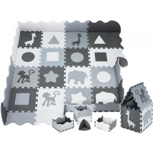 TAPIS ÉVEIL - AIRE BÉBÉ Tapis d'éveil bébé Moby-System 150x150x1 cm - Tapis de puzzle en mousse EVA - Gris