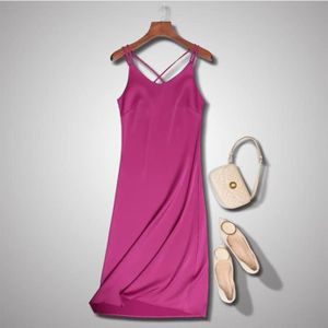 ROBE Robe Femme - Silk satin couleur unie Elegant Mode simple Confortable Respirant - Rose HN
