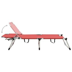 CHAISE LONGUE SUC - Bains de soleil/Chaise longue pliable extra haute - pour seniors - 210 x 70 x 39,5 cm - Rouge - Aluminium et textilène