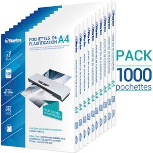 Transparente Waytex Pack de 500 Feuilles de plastification A3 75 Microns Finition Brillante