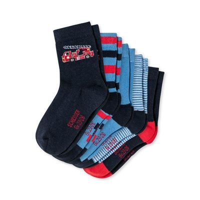 Lot De 5 Chaussettes Garçon Schiesser - Motif Camion De Pompier - Taille Unique Enfant - Qualité Confortable