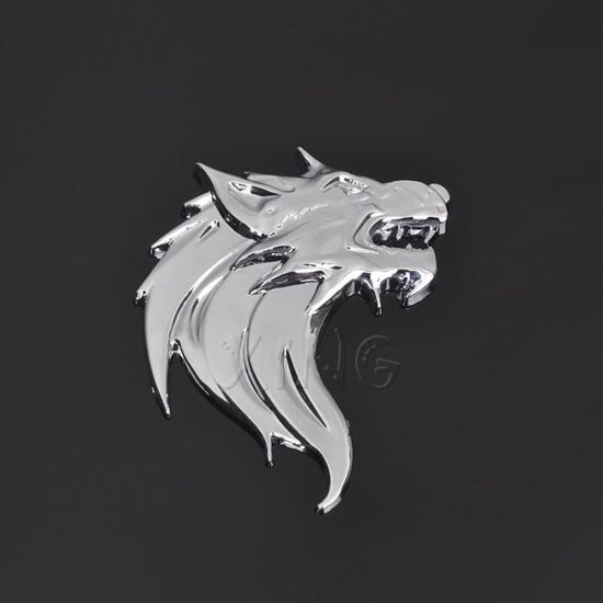 Autocollant Tête De Loup Lion Pour Voiture - Emblème Coffre Et Portières, Noir