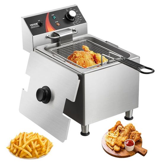 Friteuse électrique Continental Edison – 3L, 2000W – Inox, Cuve Amovible, Zone Froide