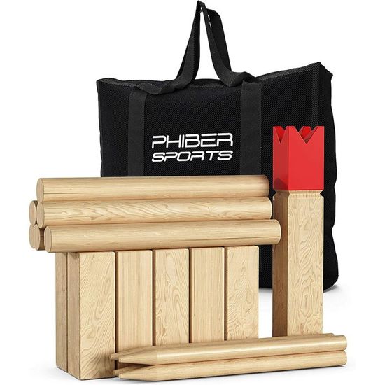Small Foot 4916 Jeu viking Kubb Arthur en bois, avec filet Small Foot 4916 Jeu viking Kubb Arthur en bois, avec filet