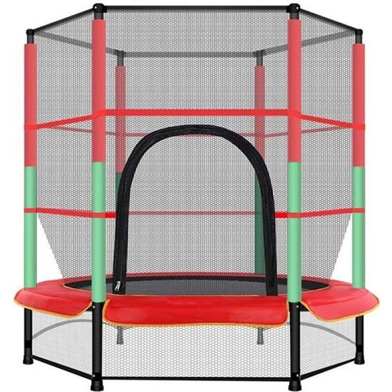 Trampoline Pour Enfant - Fasike - Adapté Au Jardin - Diamètre 1.4 m - Noir, Rouge, Vert