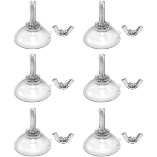 Lot De 6 Ventouses Extra Puissantes Avec Filetage M5 Et écrou Moleté - PVC Transparent, 25 Mm - Pour Verre, Carrelage, Miroir