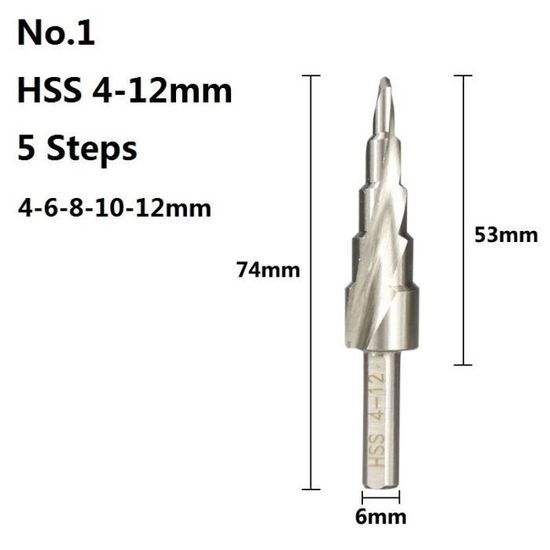 Kit 6 Forets Étagés MXTIMWAN - HSS Revêtu Titane - Ø 4-12mm, 4-20mm, 4-32mm - Pour Acier, Bois, Plastique