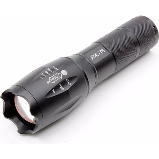 Lampe Torche LED Haute Puissance 5W Avec Détection De Lumière - Noire, Générique