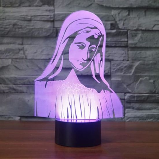 Veilleuse Vierge Marie En Résine – Figurine Lumineuse Pour Prière Et Déco – Taille 8,5x13,5x8,5 Cm – Idéale Noël, Chambre, Chevet