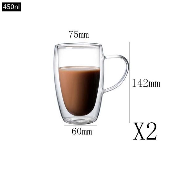 Café,Verre à thé à Double paroi résistant à la chaleur,ensemble de tasses à bière et à café,verres à boissons - Type 450ml x2 -A
