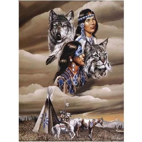 Kit Peinture Diamant 5D Loup Indien – 30x80 Cm – Strass Rond & Toile Adhésive – Déco Maison DIY - 13