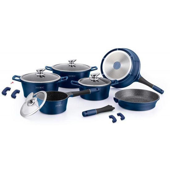 ROYALTY LINE - Set Di Pentole In Alluminio Pressofuso Con Rivestimento Effetto Marmo - 10 Pezzi - 2